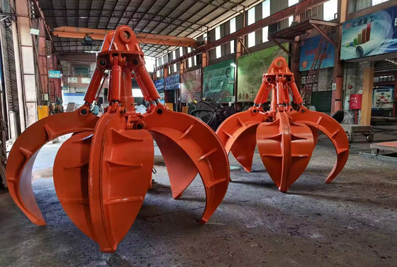 Fabrika özelleştirilmiş Renkli Turuncu Kabuk Yakalama Kazı Makinesi Bağlantısı Q355B Dönerlik İçin Hidrolik Yakalama