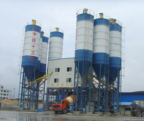 Yüksek çıkışlı HZS60 60M3H 110kw Beton serileme tesisi Karıştırıcı ile ticari merkezi beton tesisi
