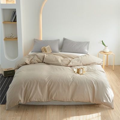 Katı Beige 100% Pamuk Yatak Çamaşırı Yatak Çamaşırı Set Temiz Pamuk Yatak Çamaşırı Yastık Kasa