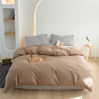Katı Beige 100% Doğal Pamuk Yatak Çamaşırı Yatak Çamaşırı Set Yatak Çamaşırı Özel Boyut