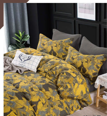 Gri Sarı Renkli Jacquard Pamuk Yatak Çarşafı Yastık Kürsüsü Bağlı Çarşaf