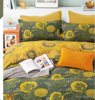 Sarı &amp; Yeşil Avrupa Jacquard Pamuk Yatak Yorganları Ev Eşyaları Özel Boyut