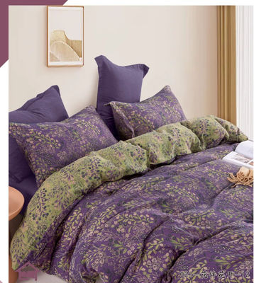 Yıkama Pamuk Yatak Çamaşırları Set Renkli Dokuma Çift Jacquard Kumaş