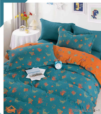 Tam Pamuk Rengi Dikiş Yatak Çamaşırı Set Duvet Kapak Jacquard Kumaş Özel Boyut