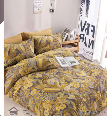 100% Pamuk Yıkanmış Kumaş Çifte Jacquard Yatak Çamaşırı Set Battaniye Kapak
