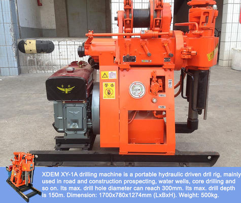 Portatif XY-1A-4H Jeolojik Keşif Buhralama Rig 150m Hidrolik Besleme Kaya Çekirdekleme Makinesi Dağ ve Düz inşaat araştırması için entegre dizel motorlu çamur pompası