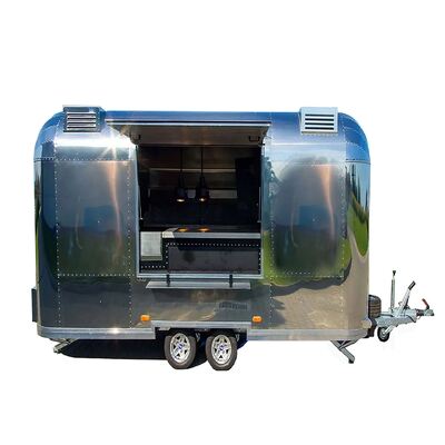 Özel Vintage Paslanmaz Çelik Seyyar Gıda Römorku Kahve Barı Dondurma Fast Food Catering Römorku